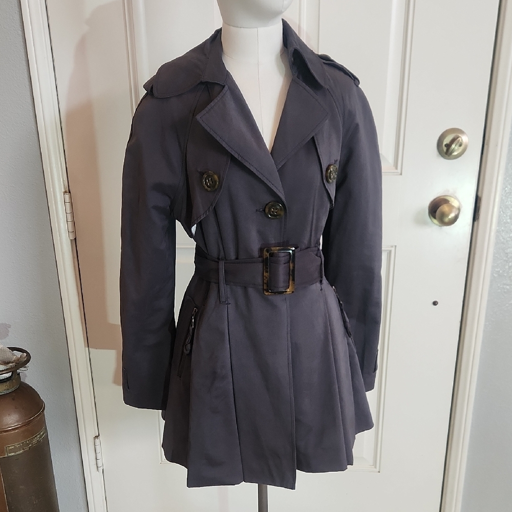 Women's Gray Belted Trench Coat